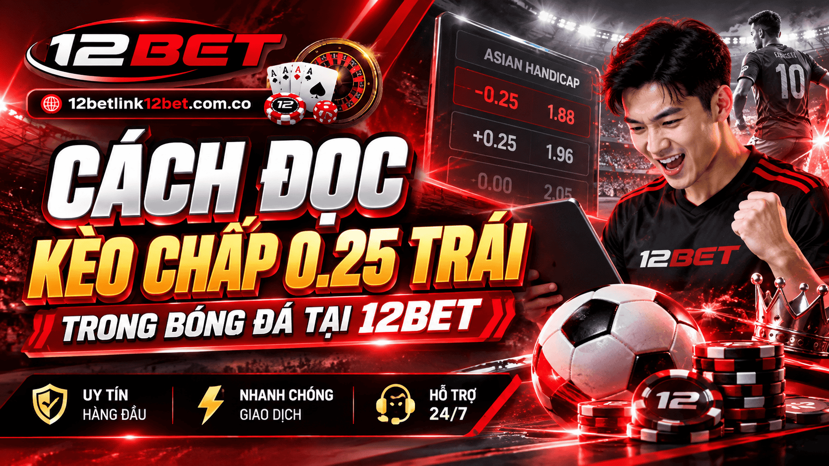 Cách đọc kèo chấp 0.25 trái trong bóng đá tại 12BET