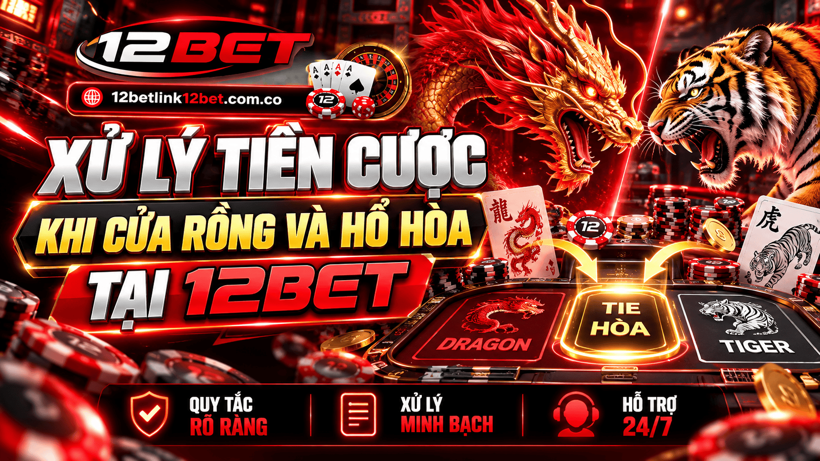 Xử lý tiền cược khi cửa Rồng và Hổ Hòa tại 12BET