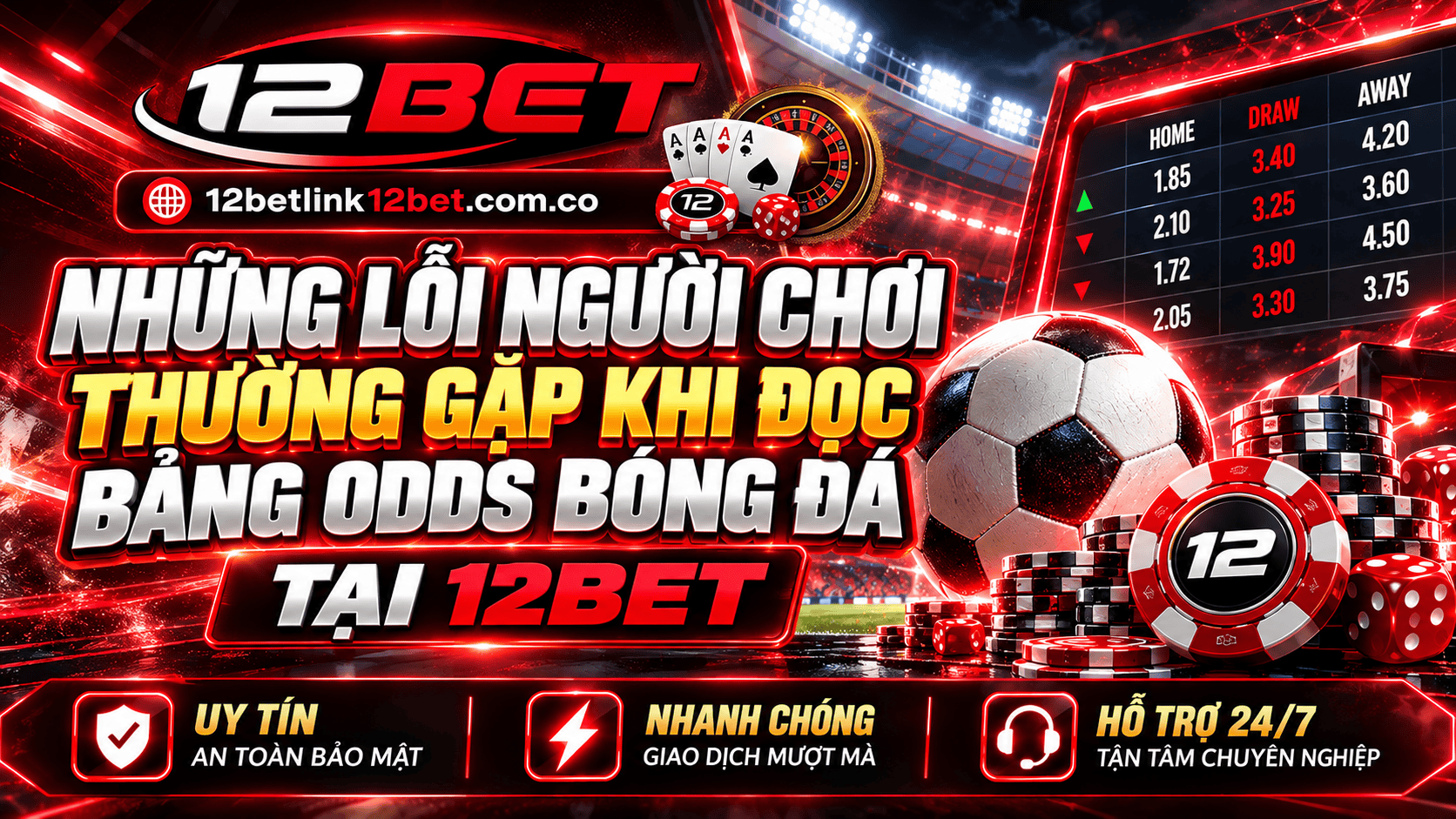 Những lỗi người chơi thường gặp khi đọc bảng odds bóng đá tại 12BET