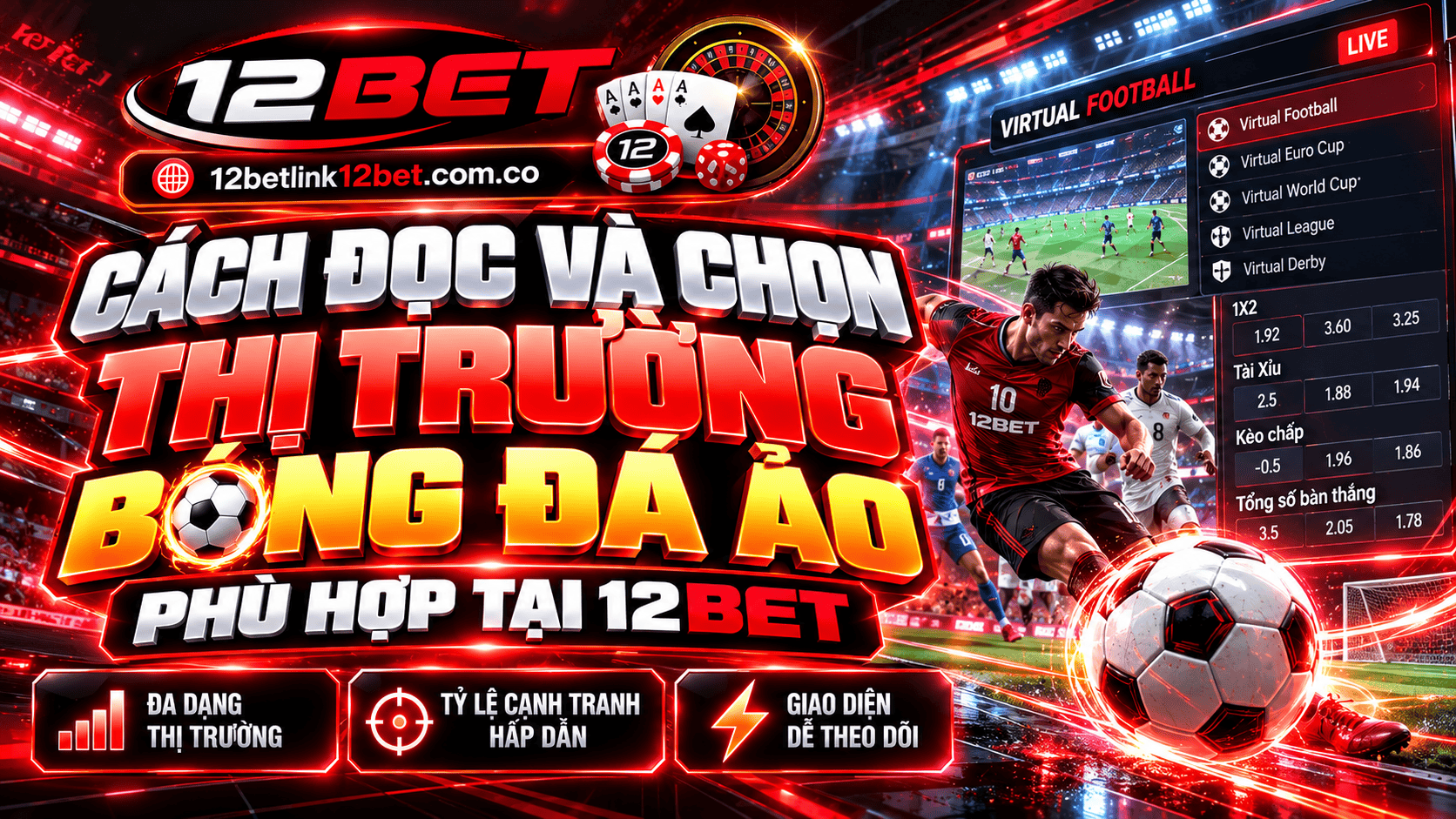 Cách đọc và chọn thị trường bóng đá ảo phù hợp tại 12BET