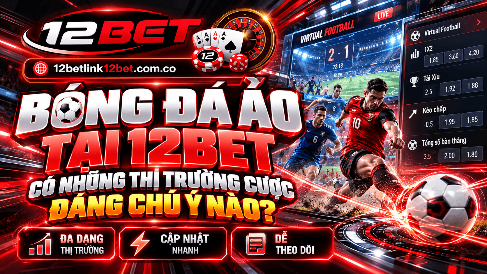 Bóng đá ảo tại 12BET có những thị trường cược đáng chú ý nào?